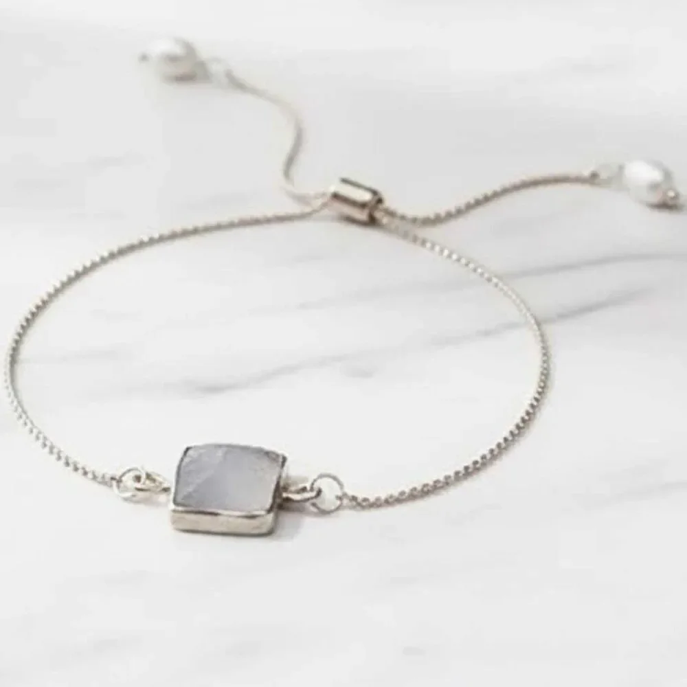 Ladies Grey Square Stone Adjustable Bracelet